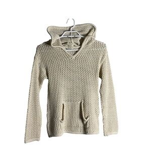Roxy Cream Women's Crochet Knit Pullover Hoodie